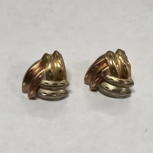 Tri-Colored Gold Post Earrings